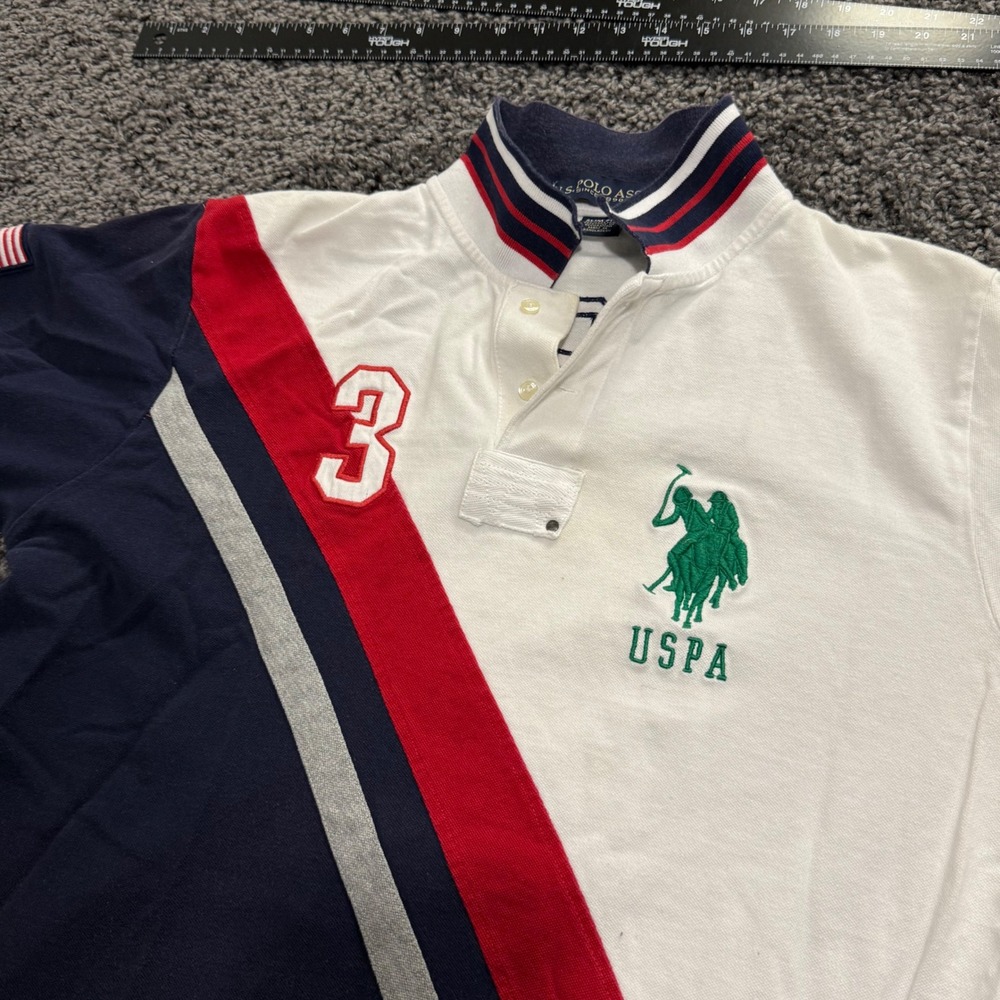 Sporty U.S. Polo Assn. Polo Shirt Mens White Excellent USA Colorblock XL